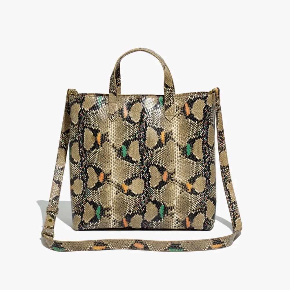 Madewell Zip-Top Small Leather Transport Crossbody: Snake Embossed Edition